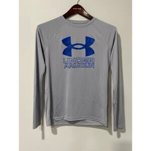 Under Armour, Gray, Boys Long Sleeve Shirt, Size Y-Large, NB78